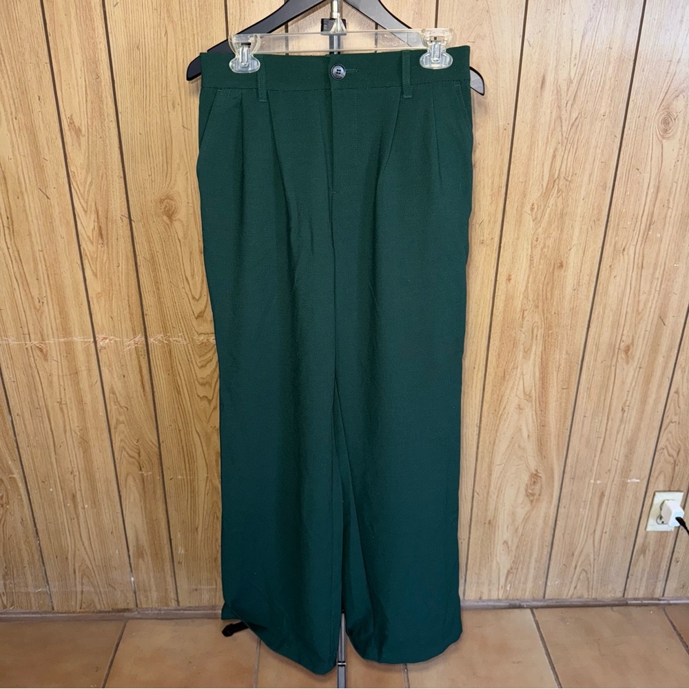Forest Green High Rise Wide Leg Trousers Size Medium